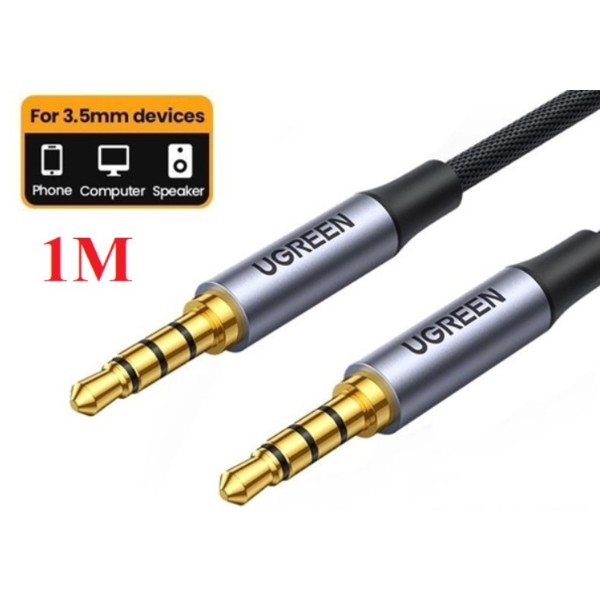 Фото - Кабель 3.5 мм - 3.5 мм UGREEN AV183 3.5mm to 3.5mm 4-Pole M/M Audio Cable Alu Case 1m Gray (10648)